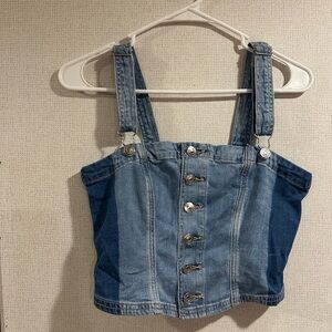 American Eagle Cropped Denim Tank Top